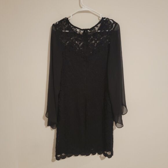 Vintage Connected Apparel Size 6 Dress Knee Length Scalloped Black Witchy Goth - Picture 2 of 10